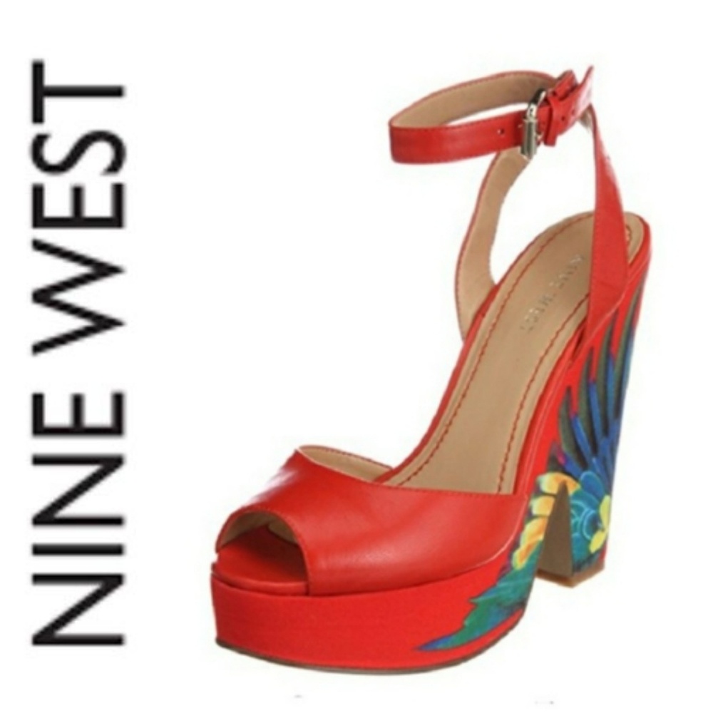 Nine West Red Platform Sandals